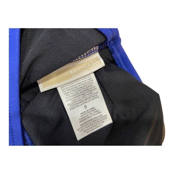Michael Kors Elegant Blue Women's One Piece Halter Swimsuit W/logo Charm Size 6 - Picture 7 of 8